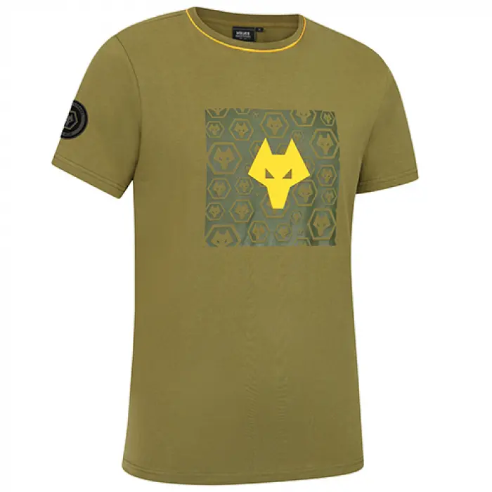 Wolverhampton Wanderers Kits Shop | Terrace Wolf Head T-Shirt – Kahki Wolves Jerseys and Gear